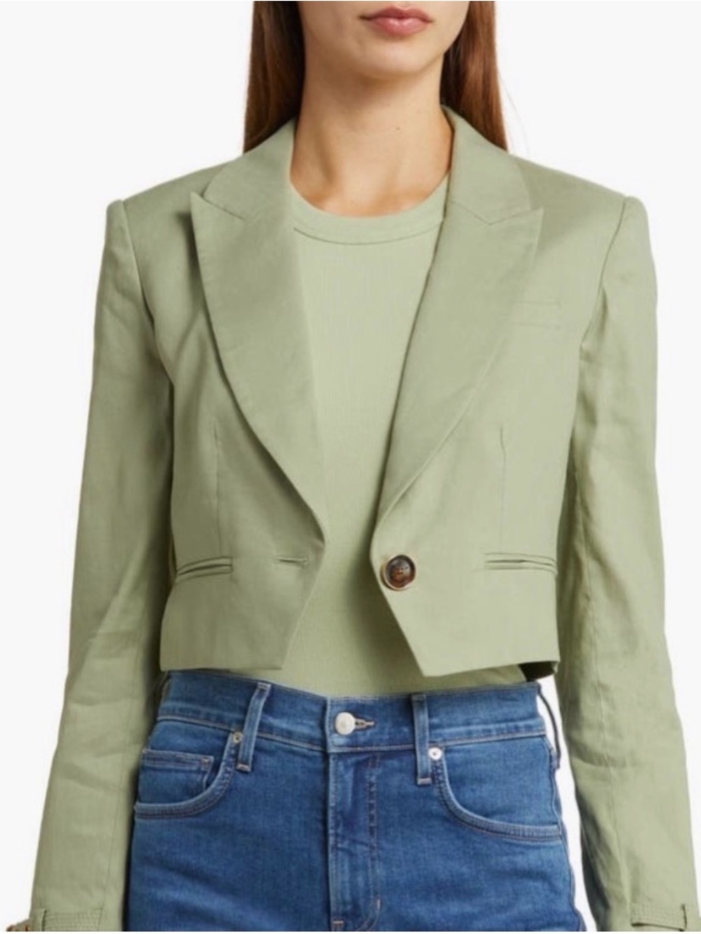 Veronica Beard Olive Green Cropped Blazer
